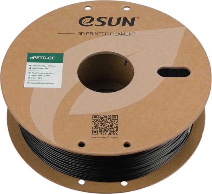 Image du produit eSUN ePETG-CF Carbone Noir Filament 1.75mm 1Kg (PETG, 1.75 mm, 1000 g, Noir)