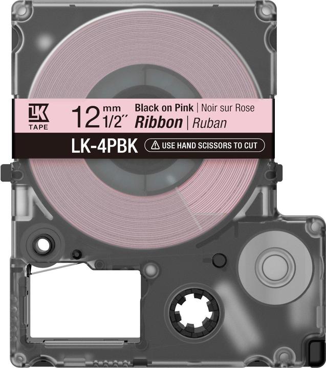 Actual product image Epson Label Cassette Lk-4pbk (1.20 cm, Black, Pink)