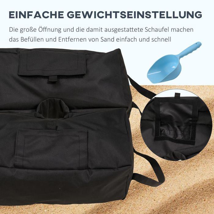 Immagine prodotto Swisshandel24 Supporto per ombrellone Sacco di sabbia 2 x sacco riempibile 50 kg con pala Poliestere + plastica