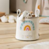 Actual product image Howa Be happy" storage basket with rainbow, beige, cotton, knitted, Ø 26cm 8906