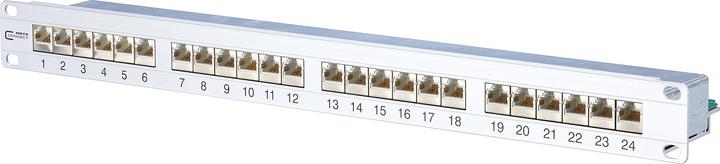 Actual product image Metz Connect BTR E-DAT patch panel 24x8(8) 1U Cat.6 with LSA connection terminals anodized aluminum