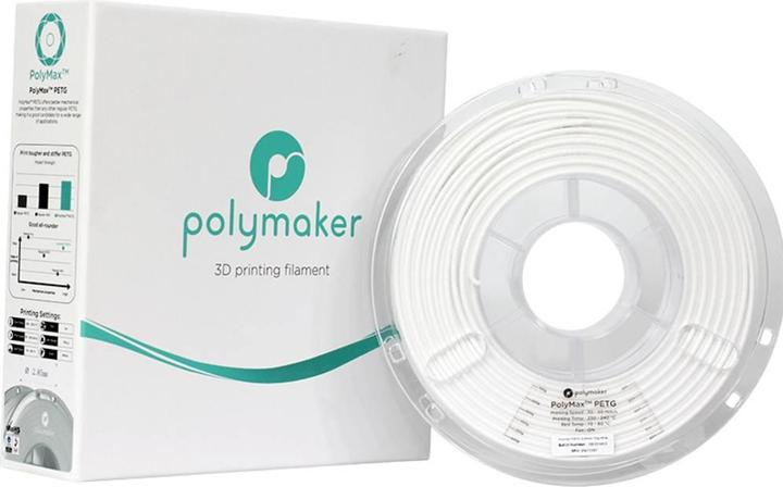 Immagine prodotto Polymaker PB02004 PolyMAX Tough Filament PETG alta rigidità, resistente al calore (PETG, 2.85 mm, 750 g, Bianco)