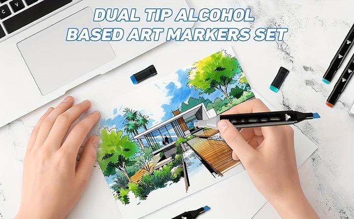 Produktbild PhoneLook Doppeltipp Permanentmarker Set zum Markieren und Ausmalen (80 Farben) (Schwarz)