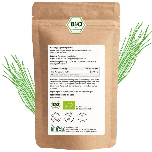 Immagine prodotto Eltabia Capsule di erba di grano biologica 200 (200 Pezzo/i, Pillole)