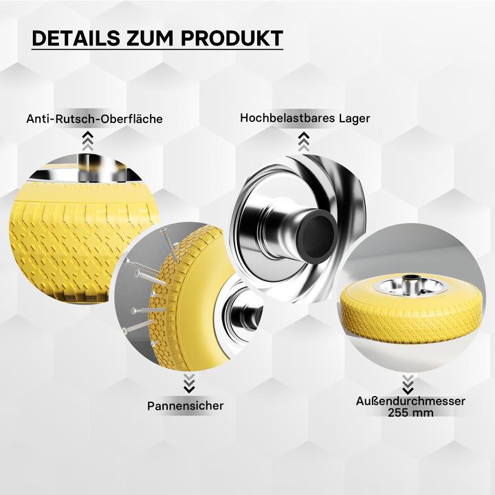 Actual product image Wiltec PU Wheel 3.00-4 260mm Solid Rubber Tyre Puncture-proof with metal Rim for Transport Aids