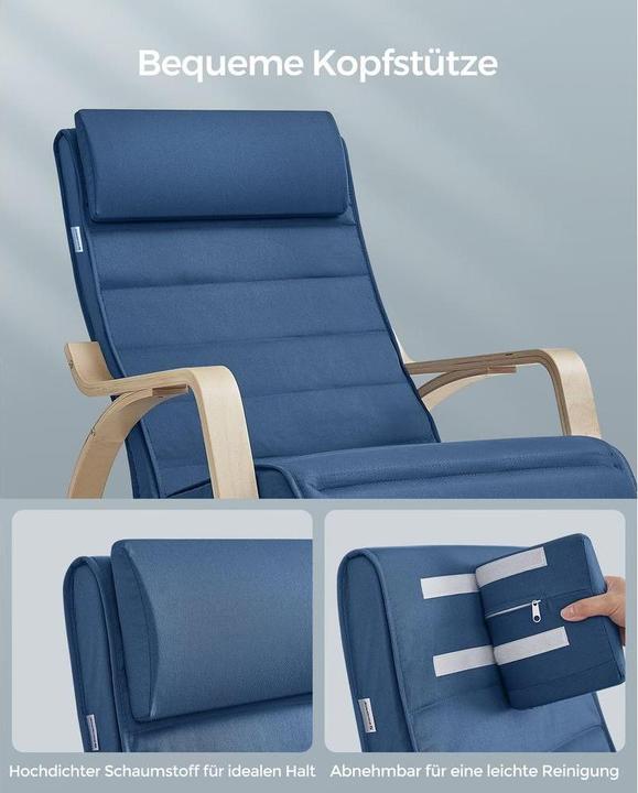 Actual product image Songmics Rocking chair blue brown fabric