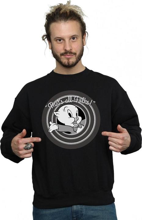 Actual product image Looney Tunes Mens That's All Folks Porky Pig Sweatshirt (L)