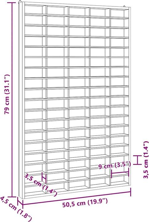 Image du produit VidaXL Vitrine murale Vitrine suspendue Vitrine de collectionneur avec 90 compartiments