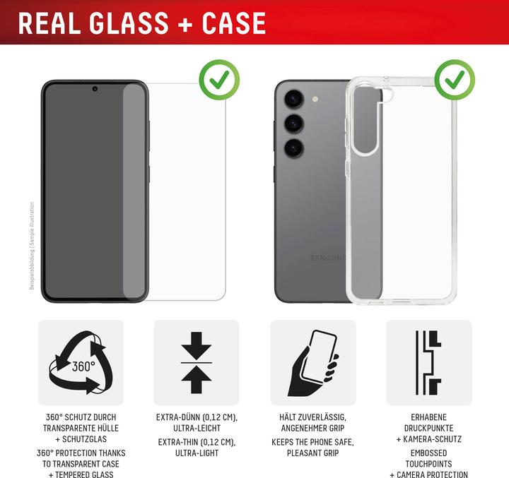 Actual product image Displex Real Glass, 2D Panzerglas + Handyhülle (1 Piece, Samsung Galaxy S24+, Samsung Galaxy S25+)