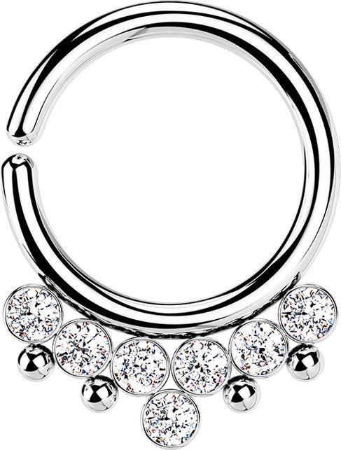 Produktbild Star Piercing Micro Piercing Ring silber vier Kugeln und sieben Kristalle silber (ohne Messing, Chirurgenstahl 316L)