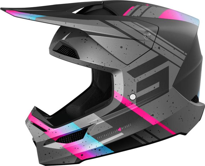 Actual product image Shot FURIOUS MIRAGE MX-Helm matt blau-pink XS