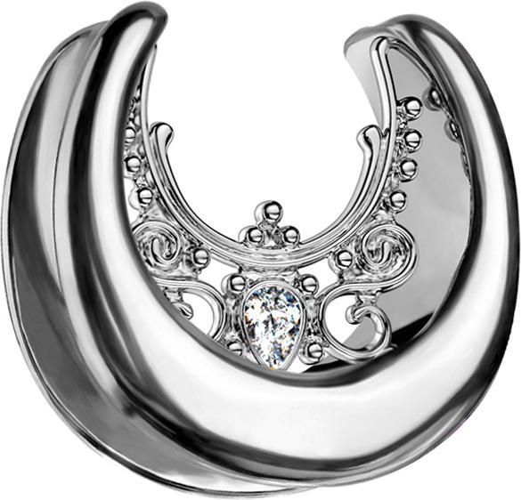 Image du produit Star Piercing Selle argent filigrane fleurs et cristal (Acier chirurgical 316L, sans laiton)
