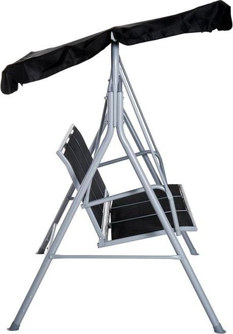 Image du produit Swisshandel24 Hollywoodschaukel 3-Sitzer Gartenschaukel Schaukelbank mit Dach Metall Schwarz+Silber 171 x 108 x 15