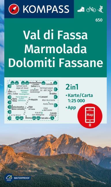 Actual product image Hiking map 650 Val di Fassa, Marmolada, Dolomiti Fassane 1:25,000