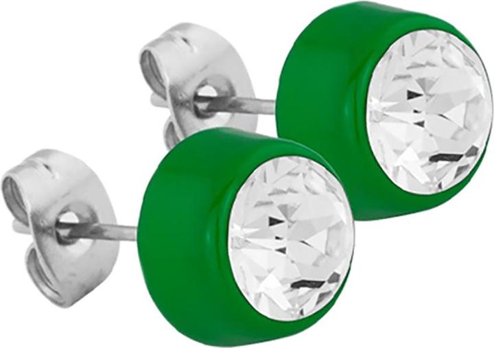 Produktbild Star Piercing Ohrstecker grün mit Swarovski Kristall silber (Chirurgenstahl 316L, ohne Messing)