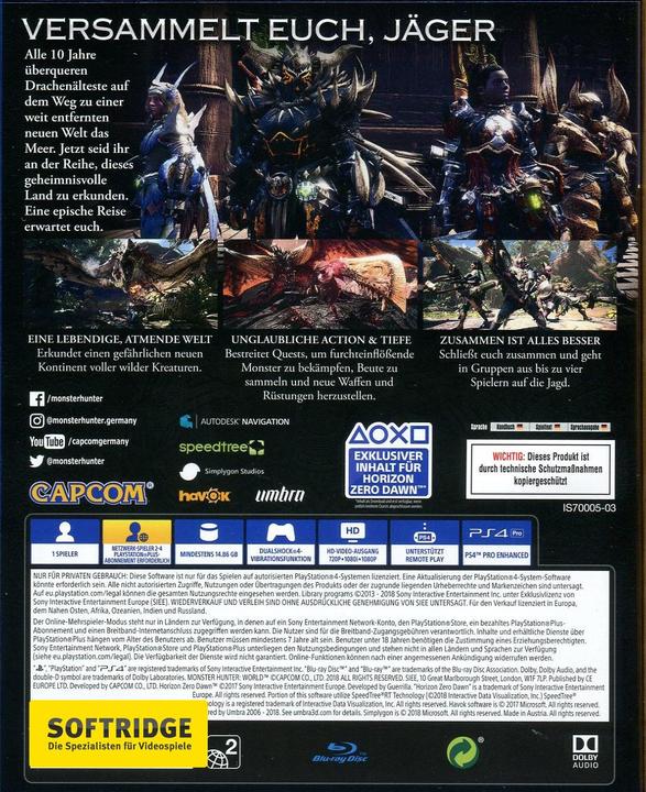 Actual product image Capcom Monster Hunter: World (PS4, Multilingual)
