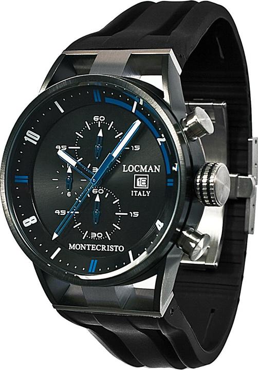 Produktbild Locman Italy Herrenuhr Montecristo Classic Chrono PVD schwarz Ref. 051 (Chronograph)