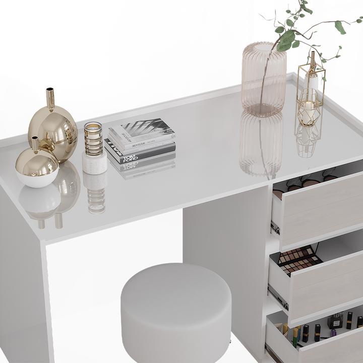 Produktbild Vicco Schminktisch Marla, Weiss Hochglanz, 120 cm mit Hocker (120 x 60 x 79 cm)