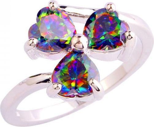 Image du produit Hermex Bague argentée avec topaze arc-en-ciel - taille 57 / Size 8 (57, 375/9 K)