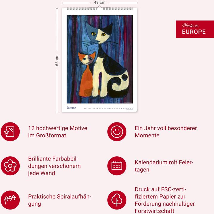 Actual product image Heye Bildkalender Rosina Wachtmeister (49 x 68 cm, German)