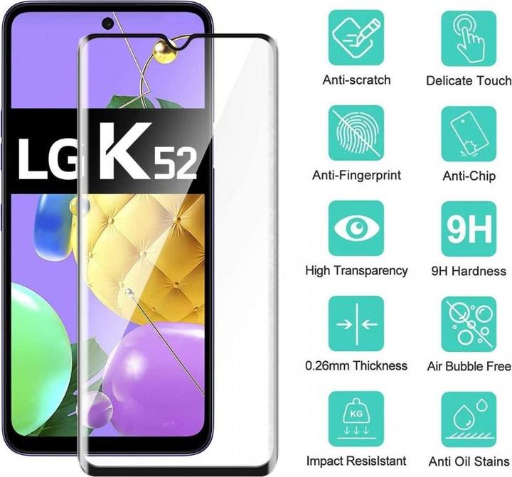 Image du produit Screenguard LG K52 Full Screen Protection en verre blindé 2.5D 9H (1 pièce(s), LG K52)