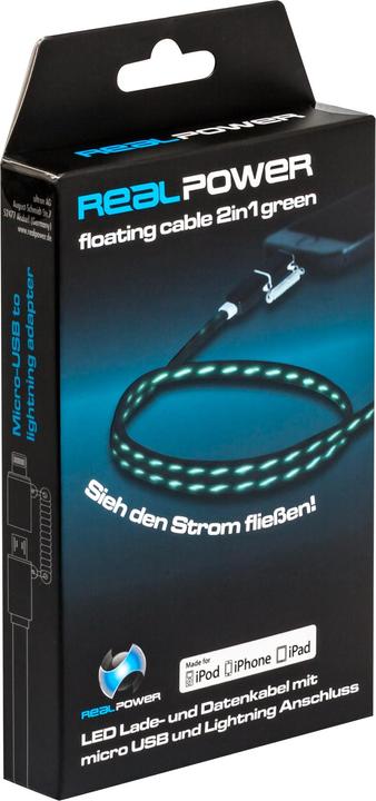 Produktbild RealPower floating cable 2in1 (0.75 m, USB 2.0)