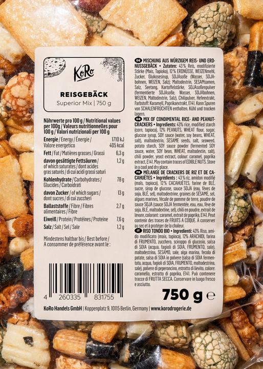 Image du produit KoRo Mélange de biscuits épicés au riz et aux cacahuètes (750 g)