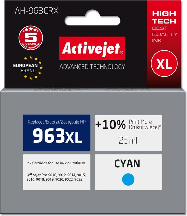Produktbild Activejet AH-963CRX Tinte für HP Drucker Ersatztinte HP 963XL 3JA27AE Premium 1760 Seiten blau (B)