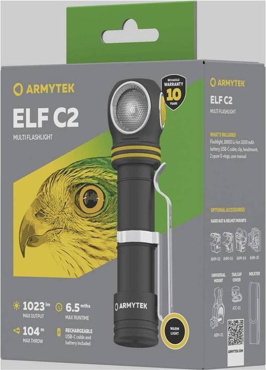 Actual product image ArmyTek Elf C2 USB-C Warm 4in1 torch (11.10 cm, 1023 lm)