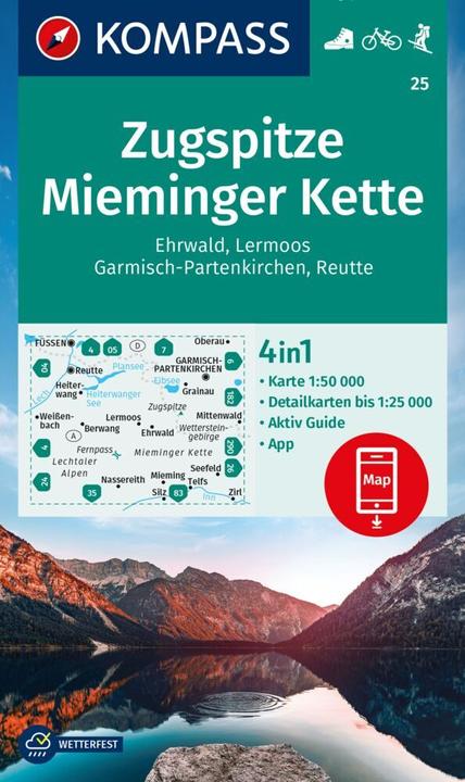 Immagine prodotto Mappa escursionistica 25 Zugspitze, Mieminger Kette, Ehrwald, Lermoos, Garmisch-Partenkirchen