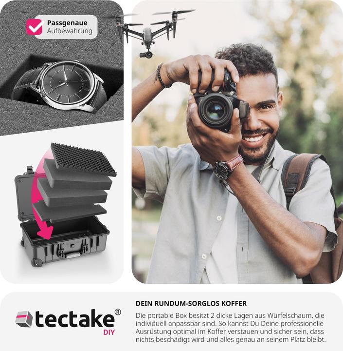 Actual product image tectake Wheeled Transport Case with Telescopic Handle (Photo case, 27 l)