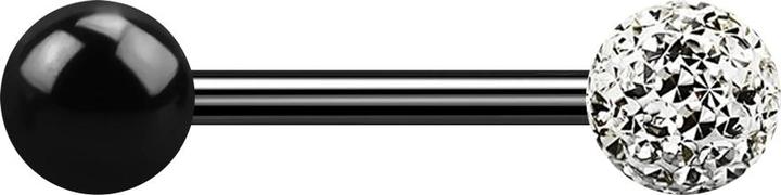 Produktbild Star Piercing Barbell schwarz mit Kugel und Kristallkugel silber Epoxy Schutzschicht (ohne Messing, Titan G23)
