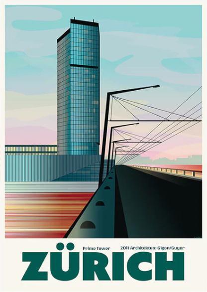 Actual product image S.wert Design Postkarte Zürich Prime Tower