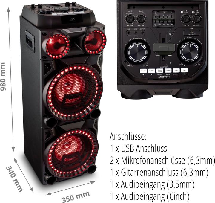 Actual product image Medion X64060 Party Sound System (Electrical connection)
