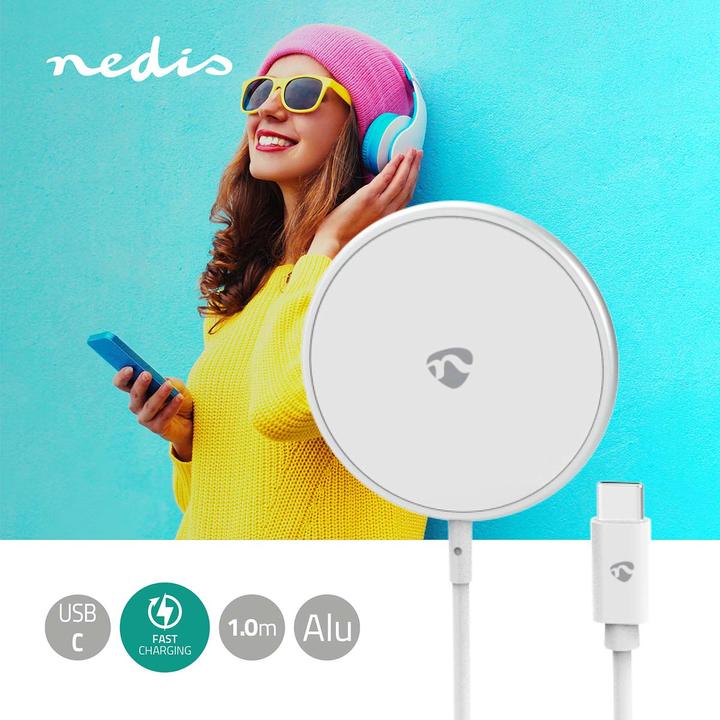 Immagine prodotto Nedis Caricatore wireless | 5 / 7,5 / 10 / 15 W | 1,0 / 1,1 / 1,67 / 2 A | cavo incluso | USB Tipo-C (15 W)