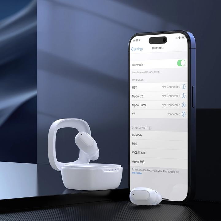 Actual product image Choetech MEMS wireless TWS Bluetooth 5.3 headphones - white (8 h, Wireless)