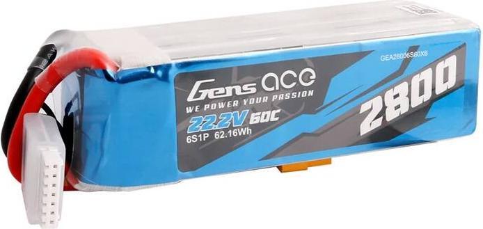 Gens Ace Lipo 2800mAh 22.2V 60C 6S1P battery with XT60 connector (22.20 V, 2800 mAh)
