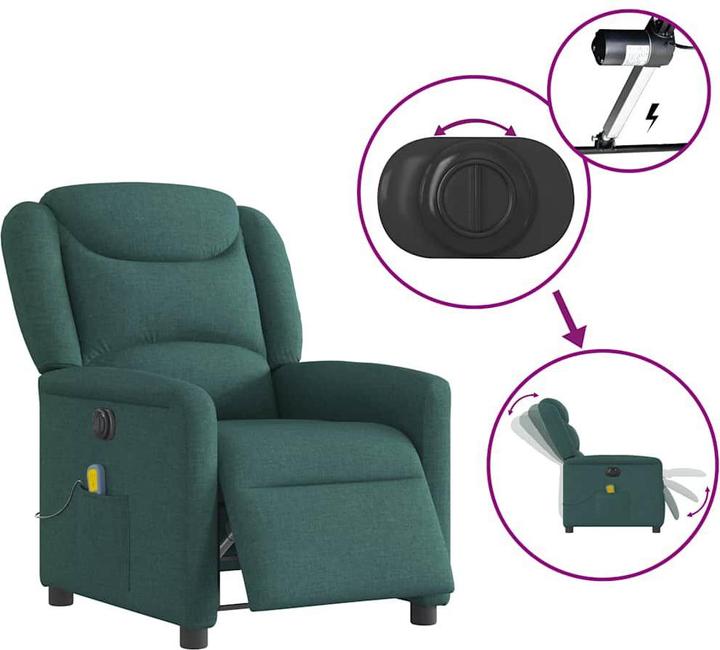 Image du produit VidaXL Fauteuil de massage électrique Vert foncé Tissu