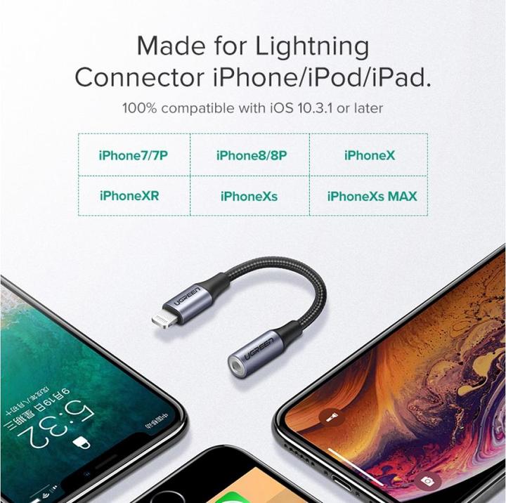 Immagine prodotto Ugreen Adattatore da fulmine a jack da 3,5 mm (Lightning, Presa da 3,5 mm)