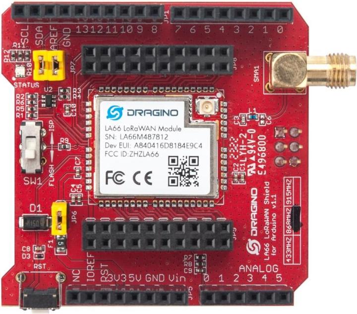 Image du produit Dragino LA66 Bouclier LoRaWAN 868MHz