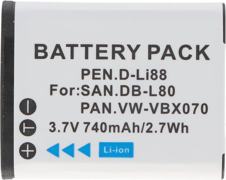 Actual product image Sanyo Akku DB-L80, DMX-CG10, VPC-CG10, VPC-X1200 (Camera battery)