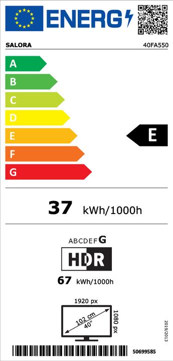 Energy Label Salora 40FA550 (40", LED)