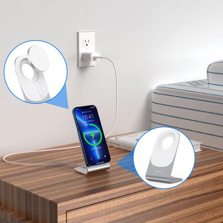 Actual product image Choetech 15W Qi wireless inductive charger with MagSafe white (H046+T518-F) (15 W)