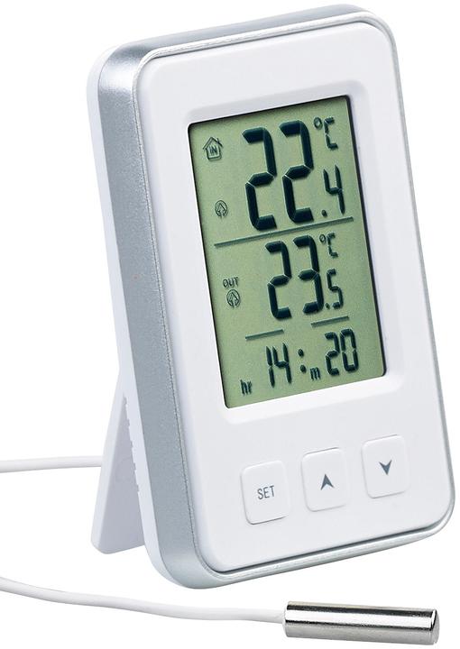 Pearl Digitales Innen- und Aussen-Thermometer mit Uhrzeit und LCD-Display
