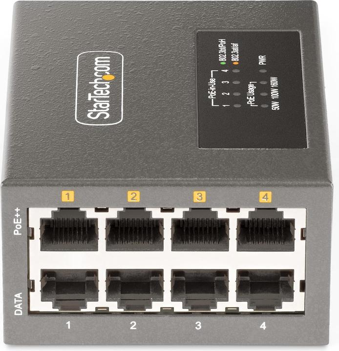 Actual product image StarTech COM 4-Port Multi-Gigabit PoE++ Injector 5/2.5G Ethernet NBASE-T PoE/PoE+/PoE++ 802.3af/802. (802.3bt (PoE++), 802.3af (PoE), 802.3at (PoE+), 160 W)