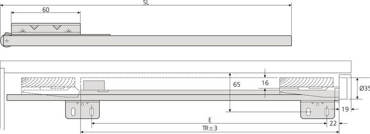 Produktbild Accuride 1319 Beschlägegarnitur, Länge 350 mm, Stahl hell chromatiert