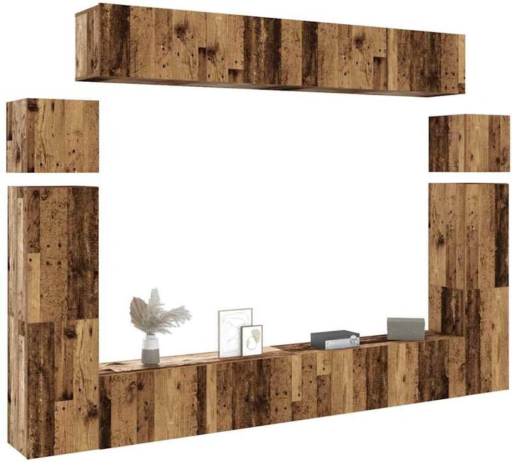 Produktbild VidaXL 8-tlg. TV-Schrank-Set Wandmontage Altholz-Optik Holzwerkstoff