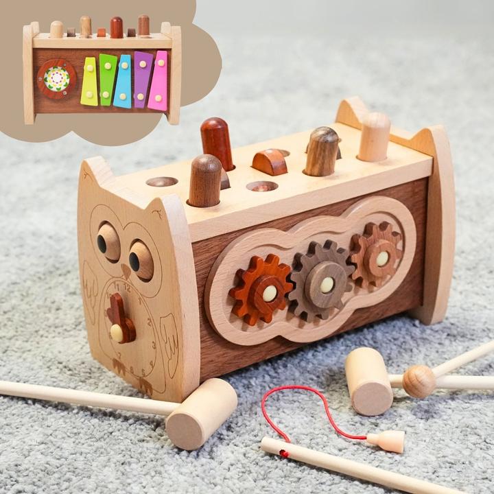 Produktbild Hermex 6in1 Aktivitäts-Holzspielzeug für Kleinkinder Pädagogik-Spielzeug Motorikspielzeug