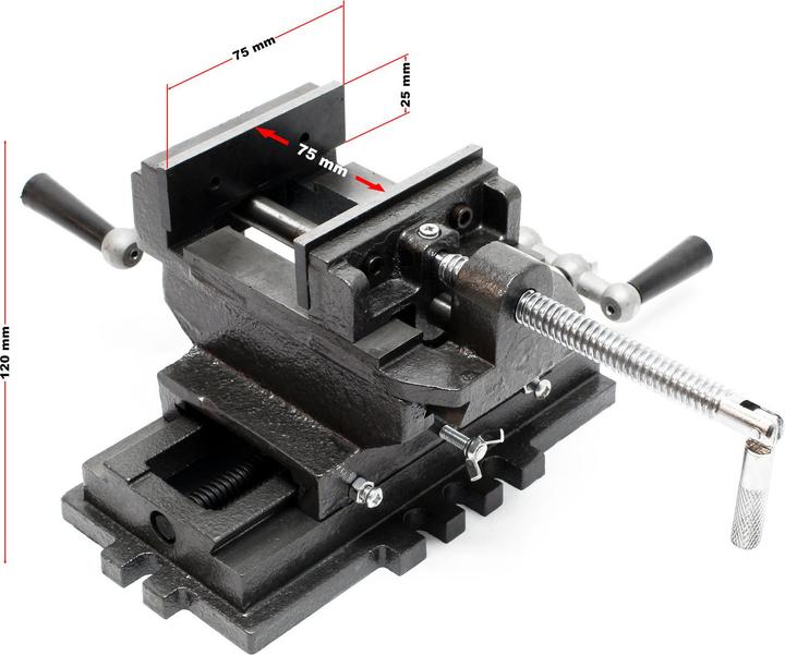 Image du produit Wiltec Étau de fraisage 2 Axes 75 mm Perceuse à tarauder Table croisé Établi Étau machine Outil Atelier (75 mm)