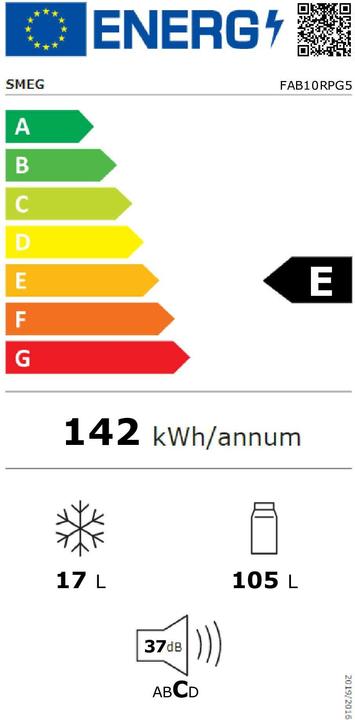 Etichetta energetica Smeg Stile retrò FAB10RPG5 (122 l)